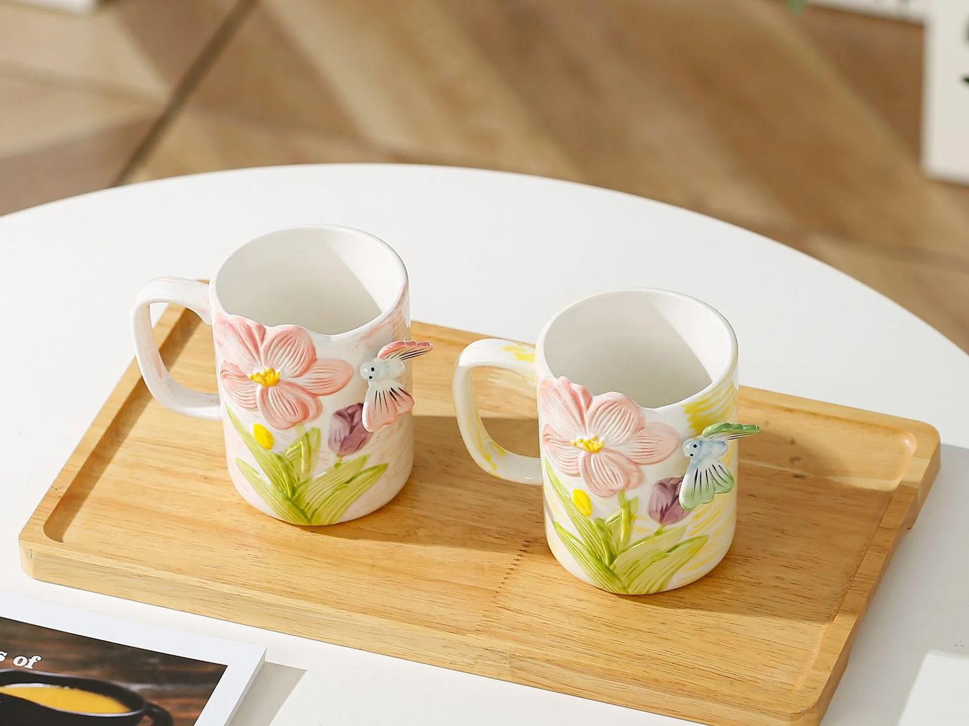 Ly Sứ Hoa Bướm Nổi 3D Vẽ Tay 400ml - Ly Gốm Vẽ Thủ Công Uống Trà Cà Phê - Ảnh 9